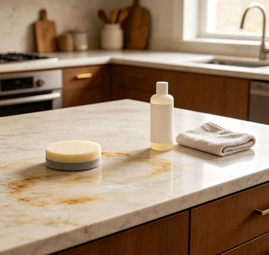 Quartz Countertop Stain Penetration Restoration Custom Plan - Image 2